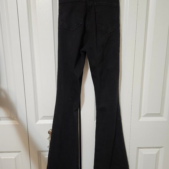 Black High Waisted Flared Bell Bottom Jeans - Picture 2 of 9